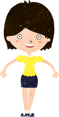 Bir insan tarafından çizilmiş mutlu bir kadın.