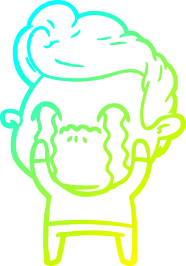 Bir insan tarafından çizilmiş ağlayan bir çizgi film karakteri çizimi.