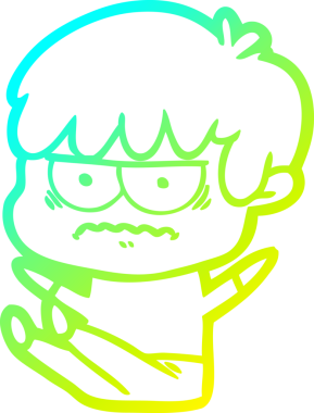 Bir insan tarafından çizilmiş soğuk gradyan çizgi film karakteri.