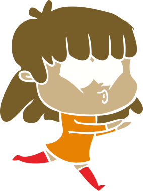 Bir insan tarafından çizilmiş düz renkli bir karikatür.