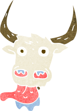 Bir insan tarafından çizilmiş inek suratı.