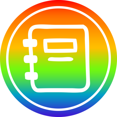 bir insan tarafından çizilmiş gökkuşağı gradyanı olan dairesel simgeye dikkat et