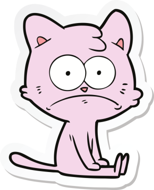 Bir insan tarafından çizilmiş karikatür asabi kedinin çıkartması.