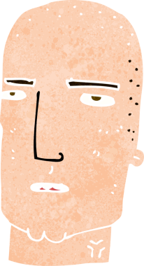 Bir insan tarafından çizilmiş kel, sert adam.