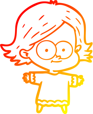 Bir insan tarafından çizilmiş mutlu bir çizgi film kızı çizimi