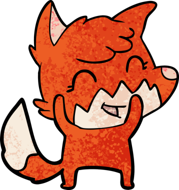 Bir insan tarafından çizilmiş mutlu çizgi film tilkisi.