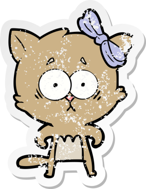 Bir insan tarafından çizilmiş karikatür bir kedinin sıkıntılı çıkartması.