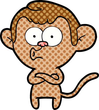 Bir insan tarafından çizilmiş, şaşırmış maymun çizgi filmi.