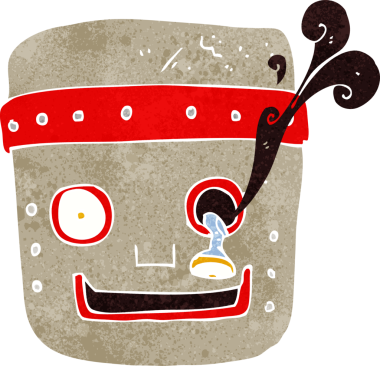 Bir insan tarafından çizilmiş robot kafası.