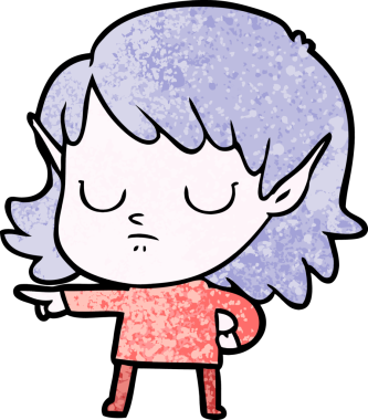 Bir insan tarafından çizilmiş bir elf kızı.