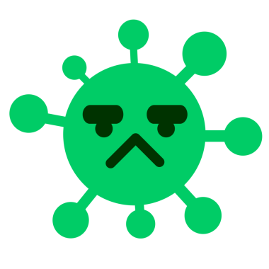 Bir insan tarafından çizilmiş hoşnutsuz bir virüs.