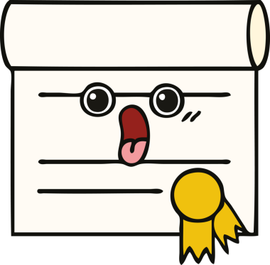 Bir insan tarafından çizilmiş şirin bir sertifika karikatürü.