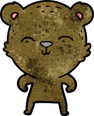 Bir insan tarafından çizilmiş mutlu çizgi film ayısı.