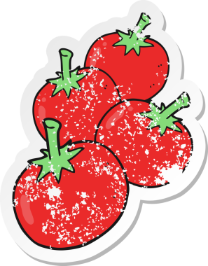 Bir insan tarafından çizilmiş bir domatesin gerilimli çıkartması.