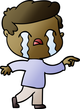 Bir insan tarafından çizilmiş ağlayan çizgi film adamı.