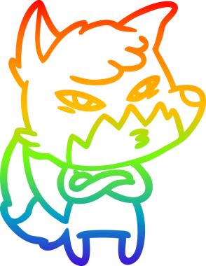 gökkuşağı gradyanı çizimi bir insan tarafından çizilmiş akıllı bir tilki çizgi filmi