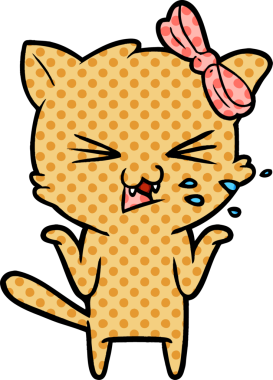 Bir insan tarafından çizilmiş çizgi film kedisi.