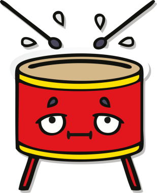 Bir insan tarafından çizilmiş şirin bir davulun çıkartması.