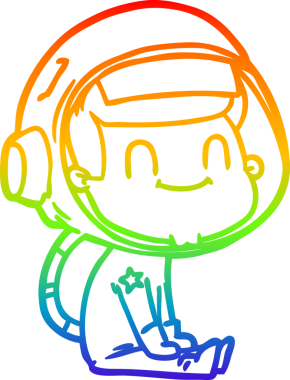 gökkuşağı gradyan çizimi mutlu bir çizgi astronot çizimi bir insan tarafından çizildi