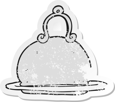 Bir insan tarafından çizilmiş karikatür yemek çanağının gerilimli yapıştırması.