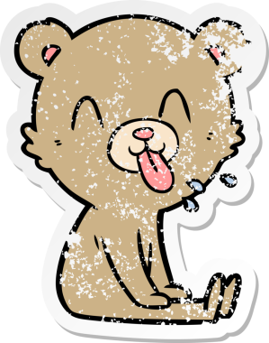 Bir insan tarafından çizilmiş kaba bir çizgi film ayısının sıkıntılı çıkartması.