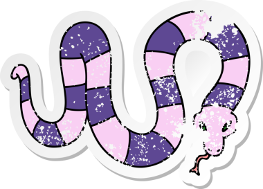 İnsan eliyle çizilmiş garip bir çizgi film yılanının sıkıntılı çıkartması.