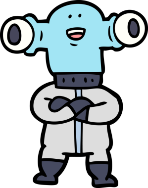 Bir insan tarafından çizilmiş dostane bir uzaylı çizgi filmi.