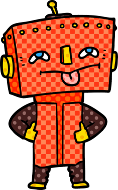 Bir insan tarafından çizilmiş çizgi film robotu