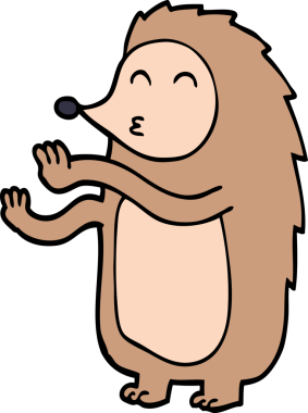 Bir insan tarafından çizilmiş mutlu kirpi çizimi.