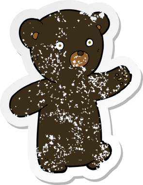 Bir insan tarafından çizilmiş siyah ayı yavrusunun gerilemiş çıkartması.