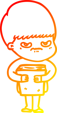 Bir insan tarafından çizilmiş kızgın çizgi film çocuğunun sıcak çizgi çizimi.