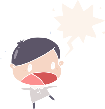 Sevimli çizgi film şok adam konuşma baloncuğu ile bir insan tarafından çizilmiş retro tarzı