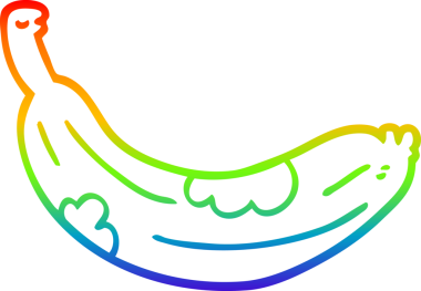 Bir insan tarafından çizilmiş çürümüş bir muzun çizgi çizimi.