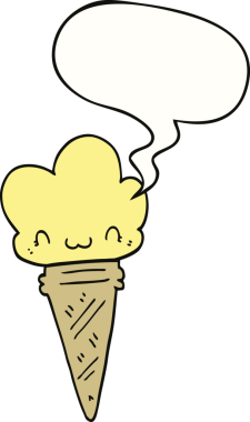 Bir insan tarafından çizilmiş yüz ifadeli çizgi film dondurması.