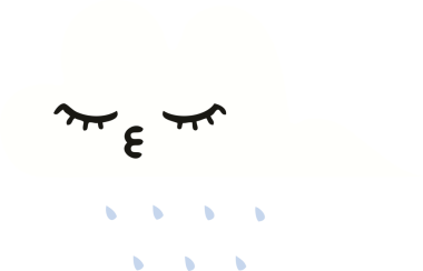 Bir insan tarafından çizilmiş bir yağmur bulutunun düz renkli retro karikatürü