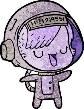 Bir insan tarafından çizilmiş astronot kadın.