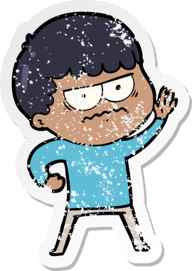 Bir insan tarafından çizilmiş sıkıntılı bir karikatür çıkartması.