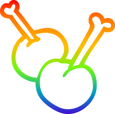 gökkuşağı gradyan çizgi çizimi bir insan tarafından çizilmiş kırmızı kiraz