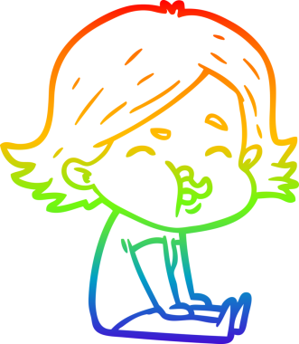 Gökkuşağı gradyan çizgi çizimi Bir insan tarafından çizilen bir kız karikatürü