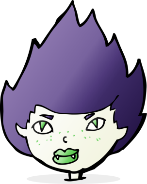 Bir insan tarafından çizilmiş vampir kafası.