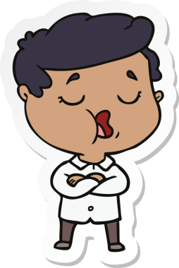 Bir insan tarafından çizilmiş bir karikatür adamın çıkartması.