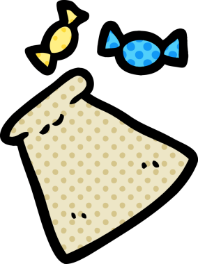 Bir insan tarafından çizilmiş bir paket şeker.