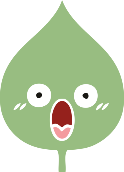 Bir insan tarafından çizilmiş dışavurumsal yaprağın düz renk retro karikatürü