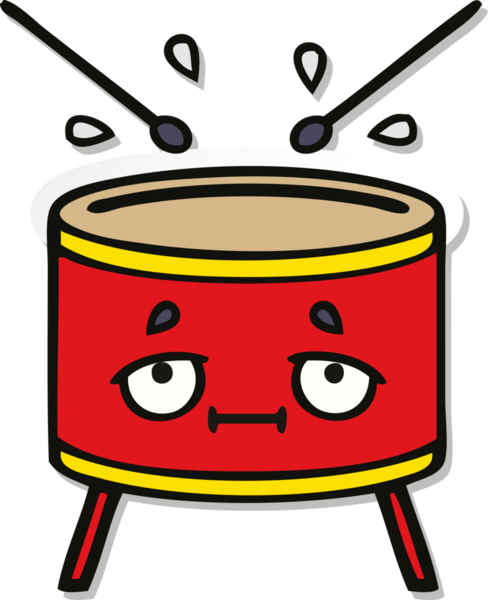 Bir insan tarafından çizilmiş şirin bir davulun çıkartması.