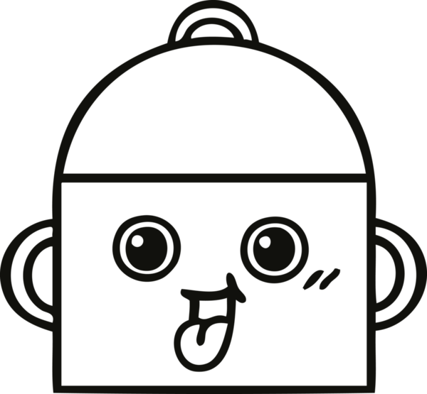 Bir insan tarafından çizilmiş bir tencere karikatürü.