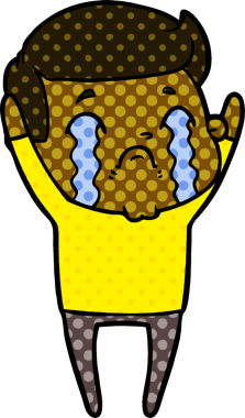 Bir insan tarafından çizilmiş ağlayan çizgi film adamı.