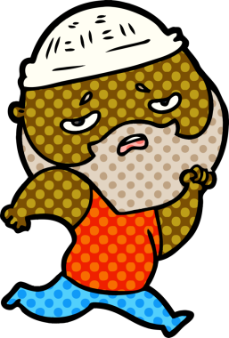 Bir insan tarafından çizilmiş sakallı endişeli bir adam.