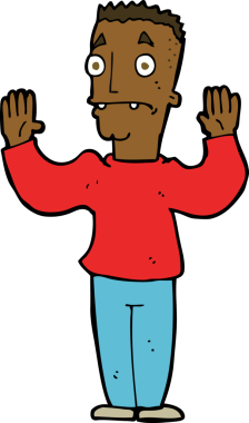 Bir insan tarafından çizilen karikatür adam teslim oluyor.