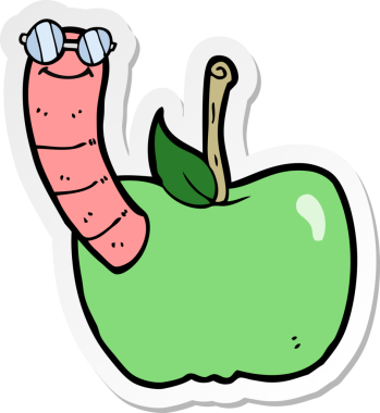 Bir insan tarafından çizilmiş bir elma karikatürü.