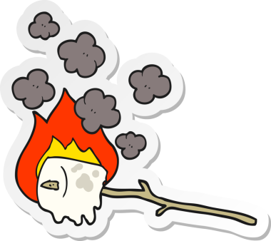 Bir insan tarafından çizilmiş, yanan bir şekerlemenin çıkartması.